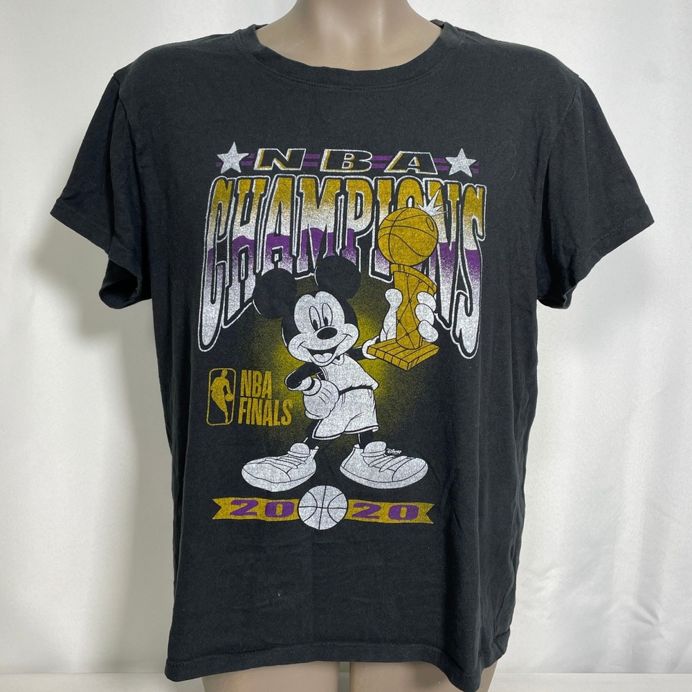 Disney x Junk Food NBA Champions 2020 Mickey Mouse Black T-Shirt Women's LARGE